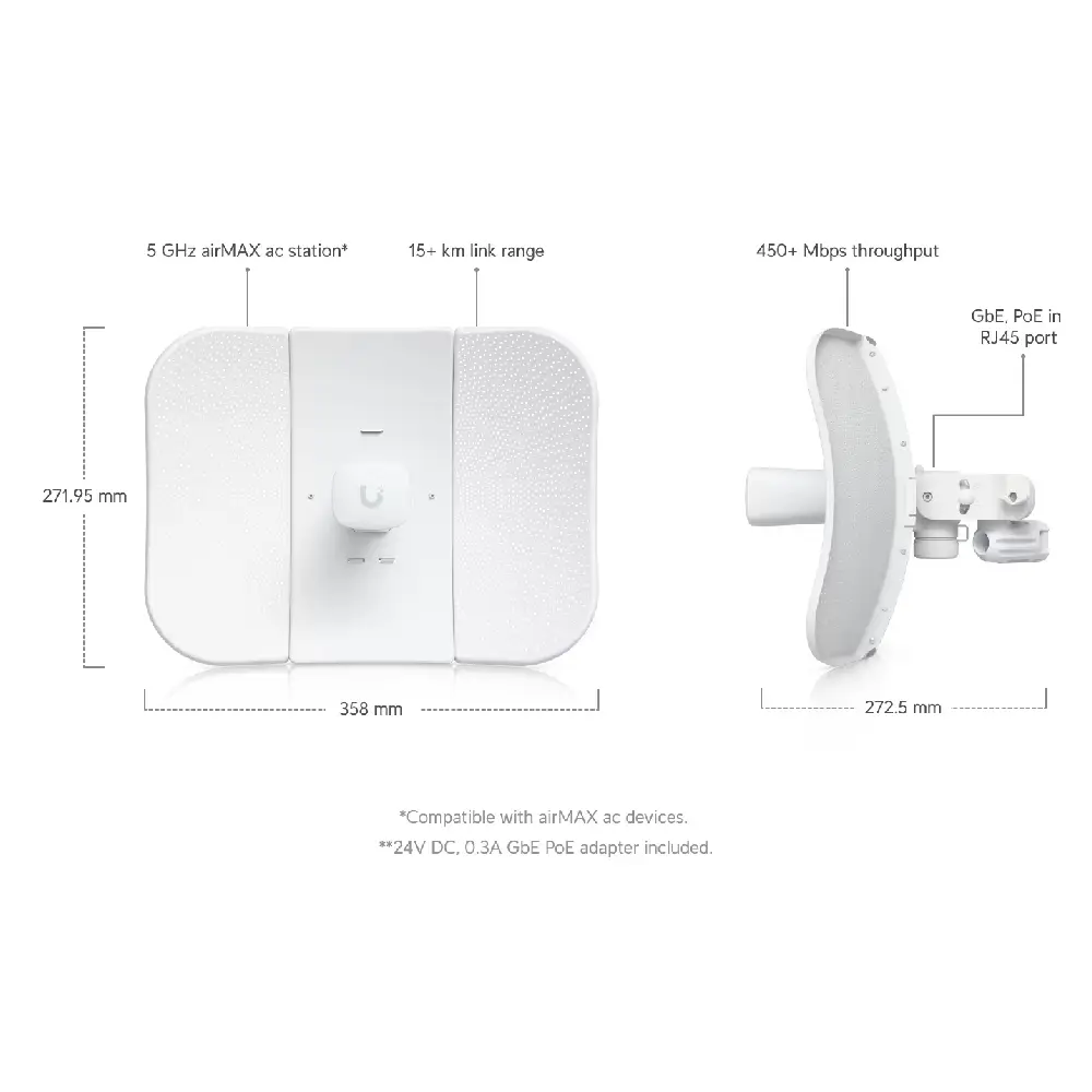 Ubiquiti airMAX Outdoor P2P LiteBeam 5AC GEN2 Wireless Bridge 450Mbps 15KM view 5